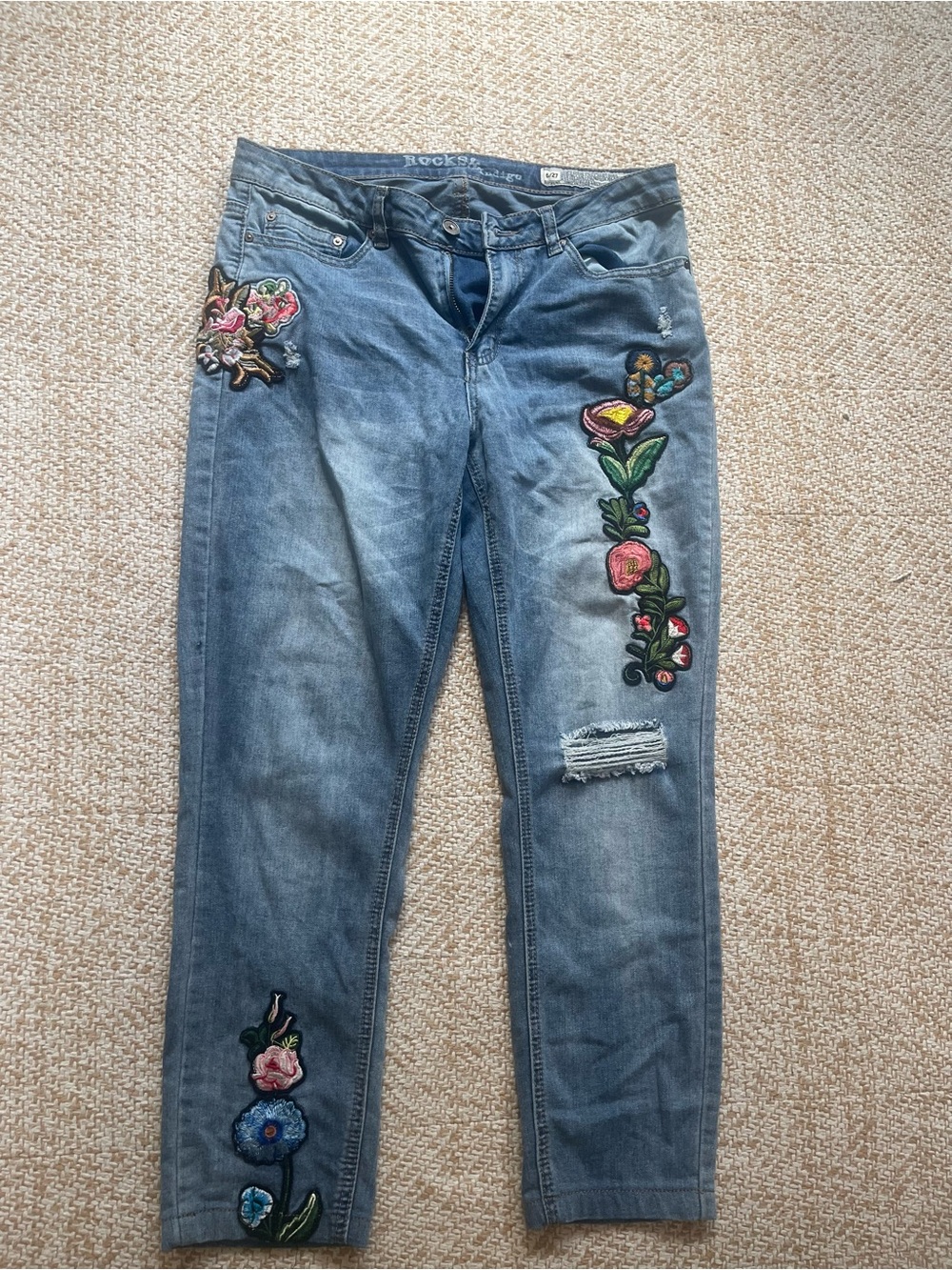 Rocks & Indigo Blue Denim Jeans with Branded Waistband